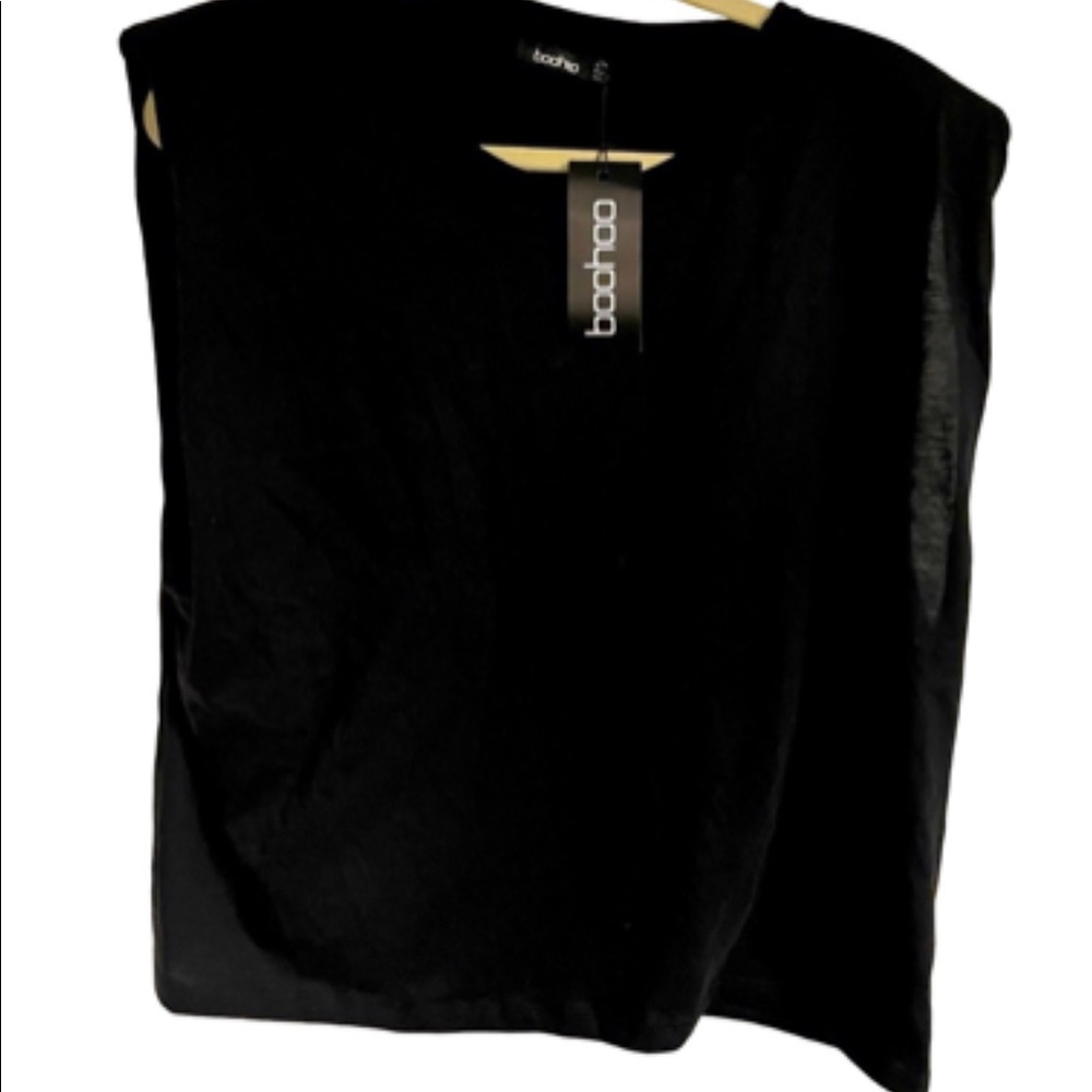 New Boohoo black shoulder pad tank t-shirt 14